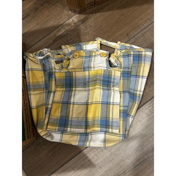 Longaberger MEDIUM BOARDWALK basket liner CORNFLOWER PLAID fabric - Picture 1 of 1